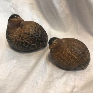 Vintage Quail Bird Pair Figurines OMC Japan